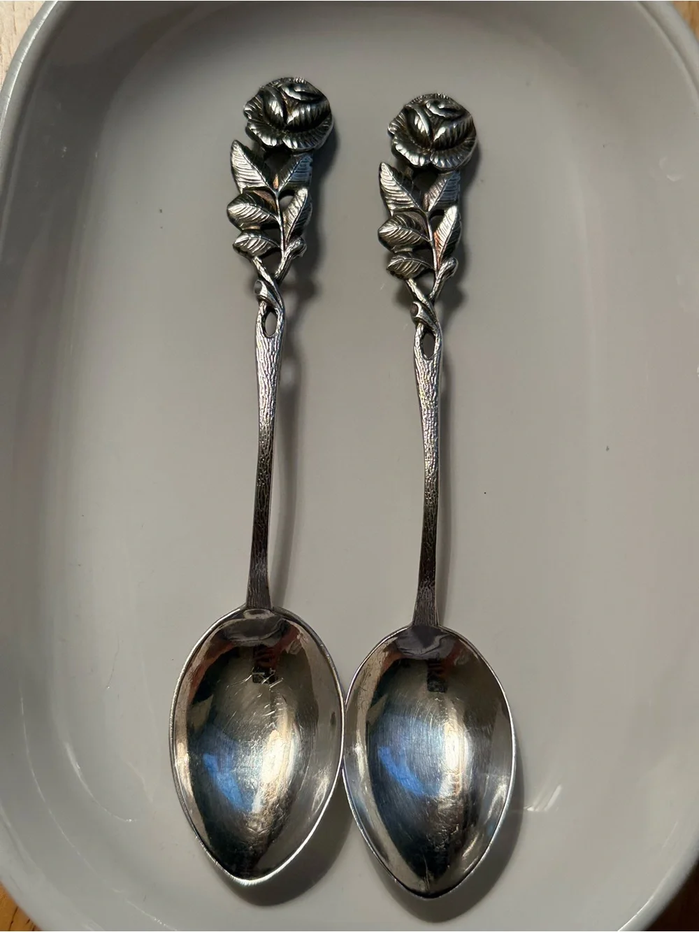 Hildesheimer Rose Handle Silver-Plate Serving Spoon Set of 4 p